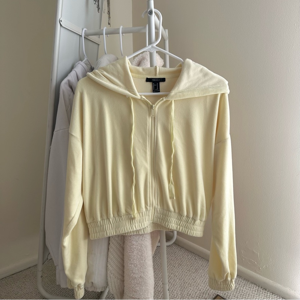 pastel yellow zip up hoodie